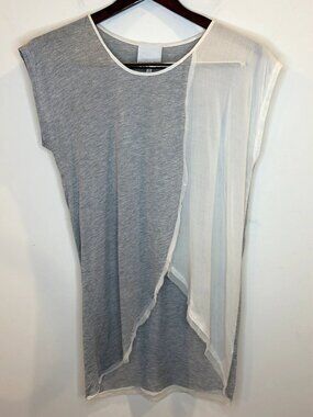 The Addison Story Top Sz S Anthropologie Split Front Colorblock Distressed Tunic